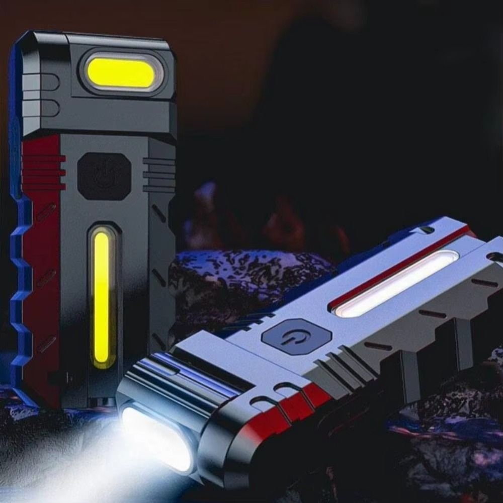 Flat Flashlight 1000mAh Battery Magnetic LED Flashlight 180 Degree Rotating Head Waterproof Design Rechargeable Flashlight Rechargeable Super Bright LED High Power Flashlight Outdoor Emergency