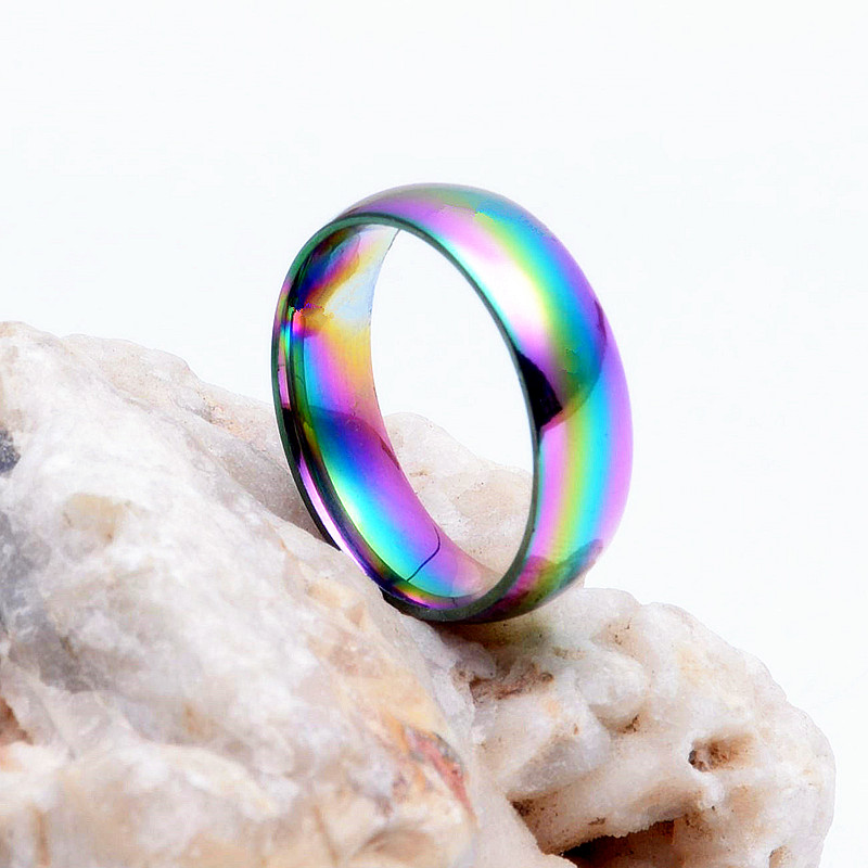 【Qian poem li Store】1pcs New Fashion Rainbow Color New Stainless Rings Girls Jewelry Wholesale A1
