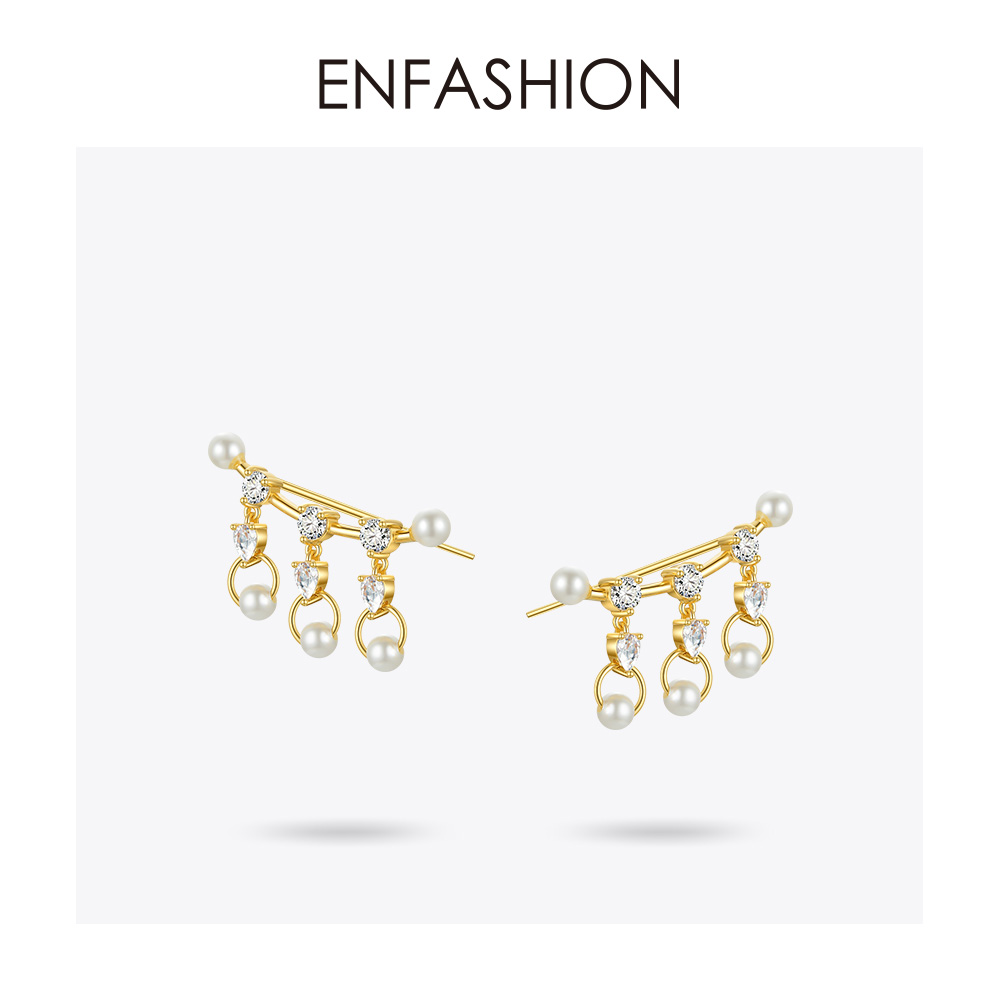 【Hongtai Store】ENFASHION Shiny Crystal Stud Earrings For Wo Statet Gold Color Lady Cute Earings Fashion 2023 Kolczyki E1164