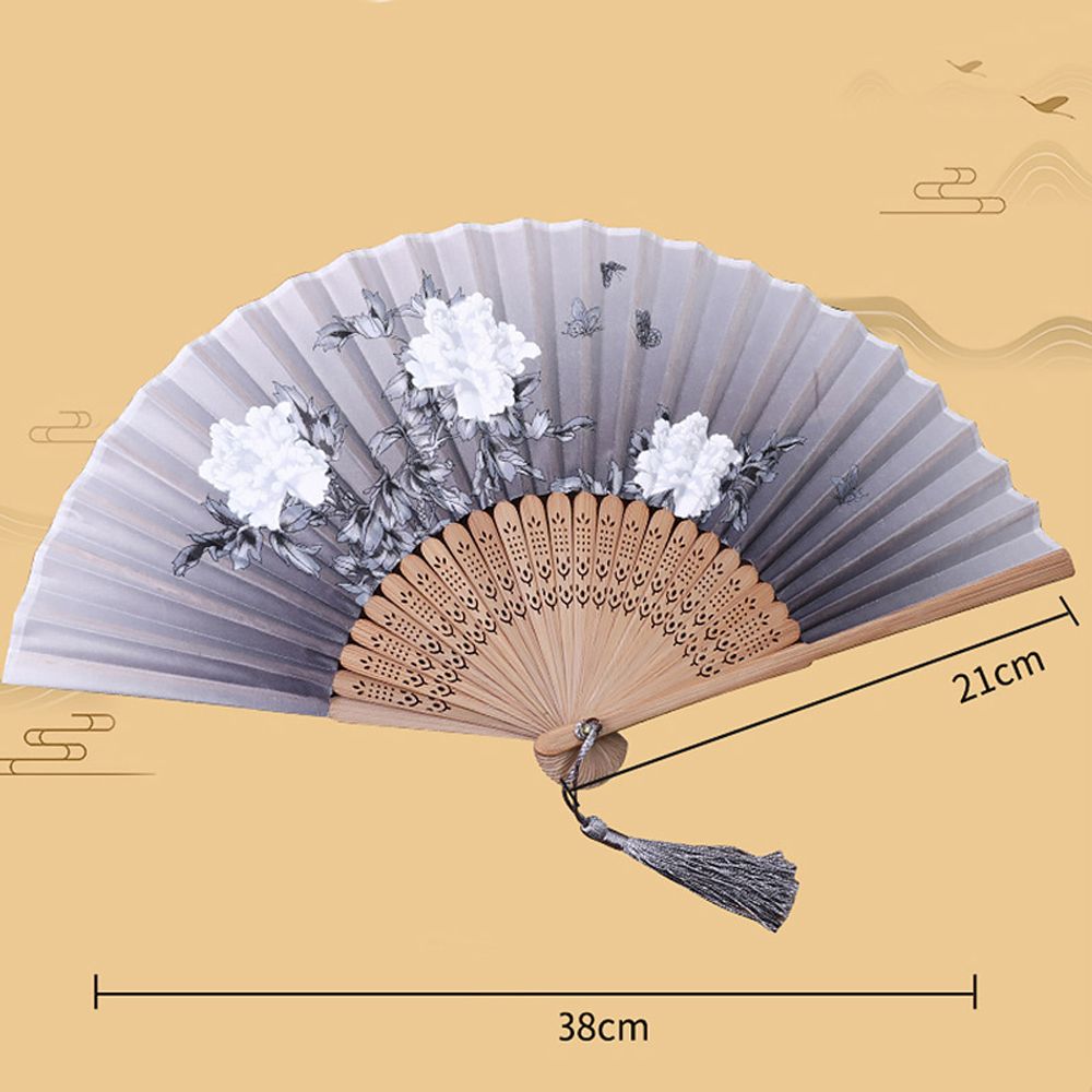 1PC Wedding Party High Quality Chinese Style Japanese Hand Held Art Craft Bamboo Silk Photo Prop Tool Folding Fan Dance Hand Held Silk Fan Hand Held Flower Fan