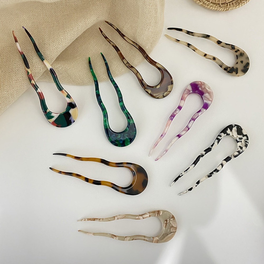 Easy to use Creative Design Hair Fork Hair Accessory Resin Hair Sticks U-Shaped Hairpins Women