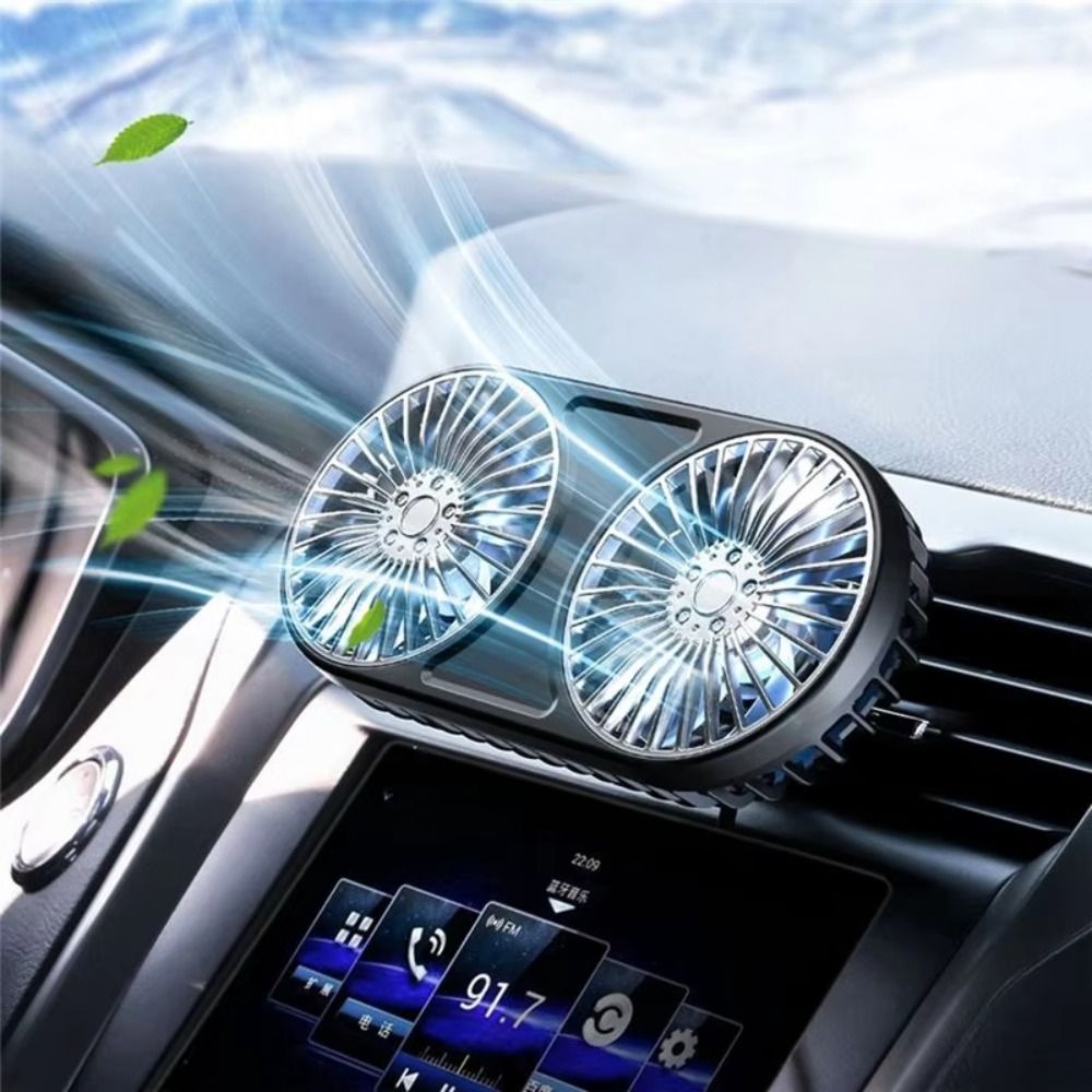 Portable 5 V Mini Fan Low Noise Dual-Head Auto Ventilation Fan Multi-function 3 Gear Car Cooler Car Air Outlet