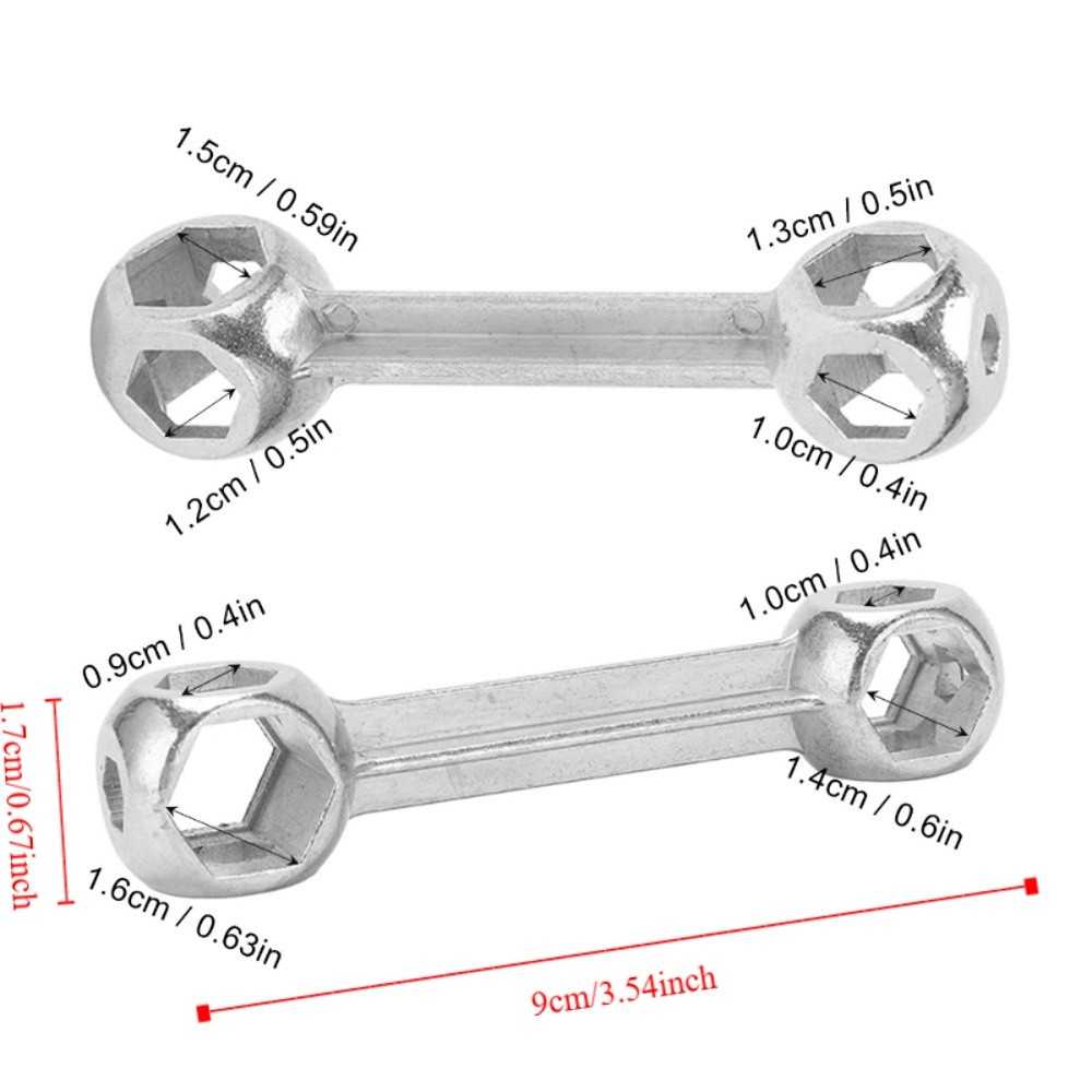 2PCS Portable Zinc Alloy Hex Bone Wrench 6-15mm Hexagonal 10 in 1 Bike Wrench Silver Cycle Spanner Bike Repairing