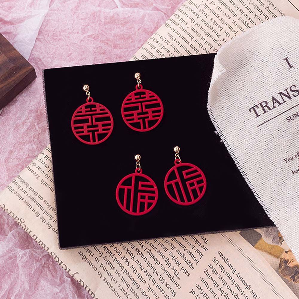 Girls Chinese Style Congratulations Blessing Women Fashion Jewelry Dangle Earrings Earrings New Year Gift