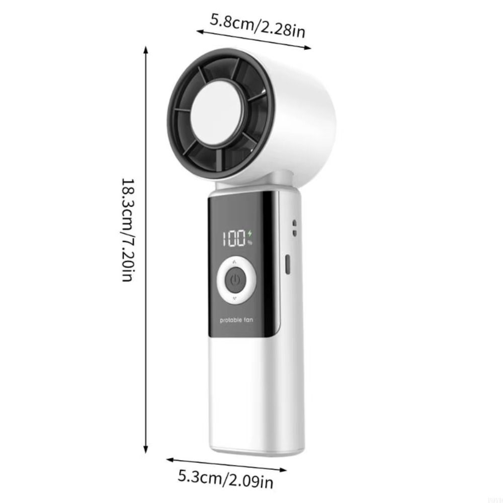 Powerful Airflow Digital Display Portable Handheld Fan Ice Compress Cool Adjustable Mini Electric Fan Folding Design Quiet Operation Personal Cooling Fan Travel