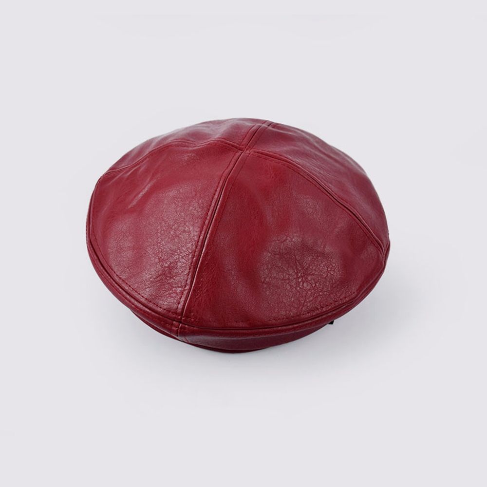 Retro Warm Autumn Winter British Style Girl Hat PU Berets Painter Hat Women Octagonal Cap