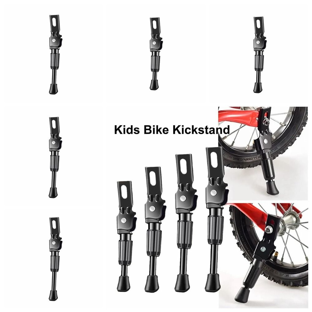 Bike Accessory 12/14/16/18/20 Inch Bicycle Side Support Adjustable Tilt Angle NO Punch Design Bike Kickstand Parking Stand Black Anti Slip Kids Bike Foot Brace Balancing Vehicle