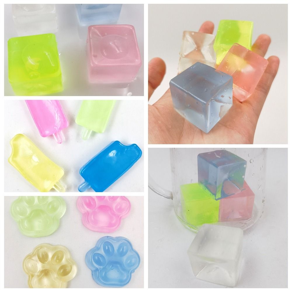 Kawaii Stress Relief Fidget Toy Ice Block Cat Paw Squeeze Toy Mini Fish Ice Cube Toys Party Favors