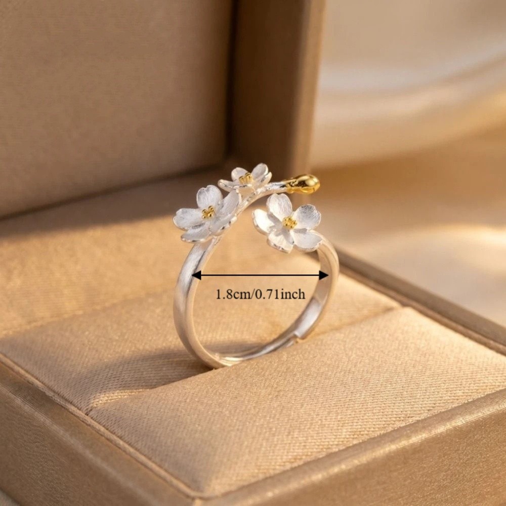 Delicate Design Adjustable Rings Forest Style Elegant Minimalist Rings Vintage Flower Opening Rings Women