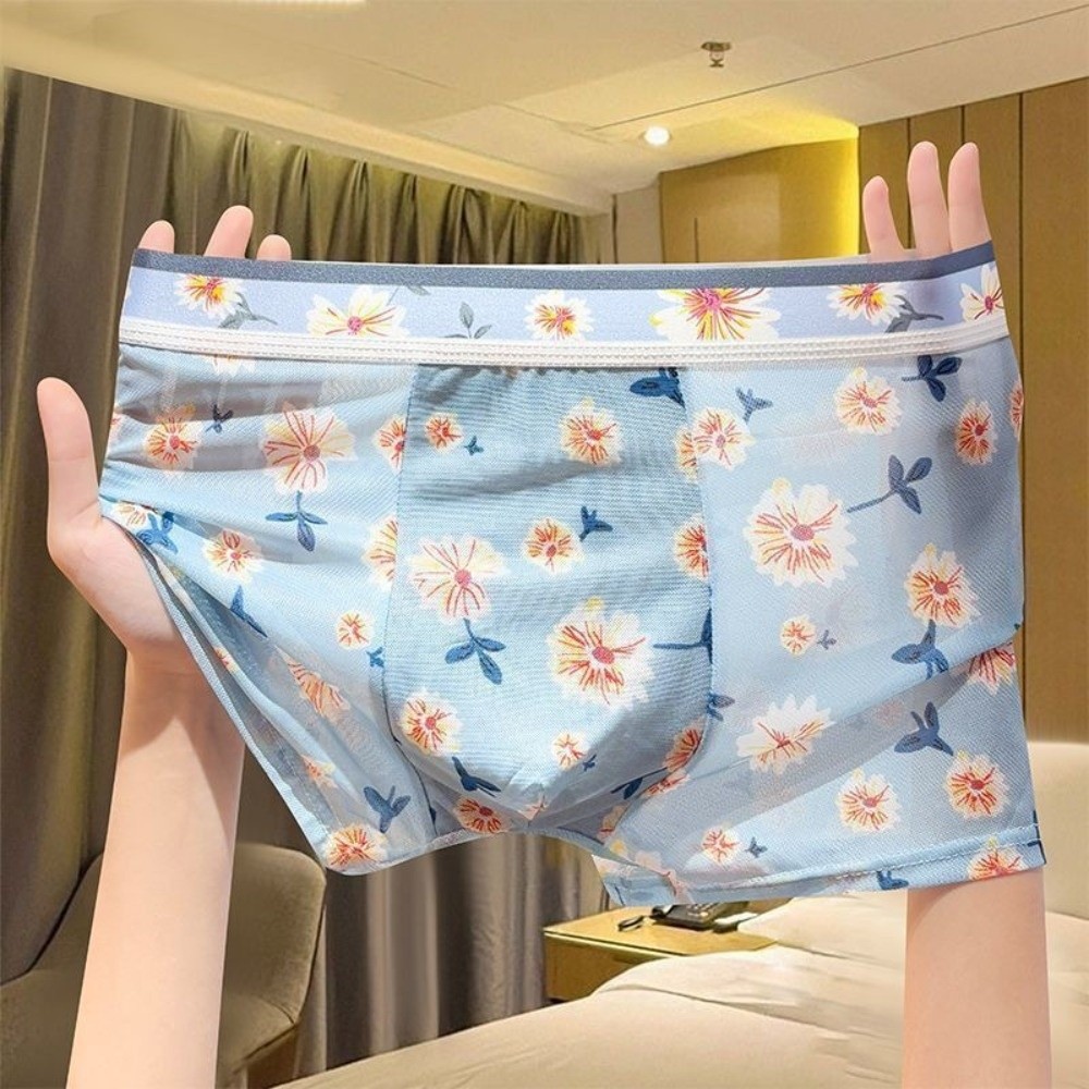 Gifts Ice Silk Men Underwear Ultra Thin Lingerie See Through Underwear Transparent Summer Flat Pants Male Men