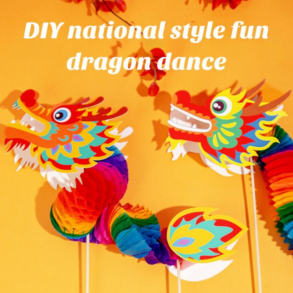 Long Zodiac Kids DIY Dragon Dance Toy Blessing Handmade Handheld Dragon Dance Craft Ethnic Art Chinese Style Paper Dragon Children Gift