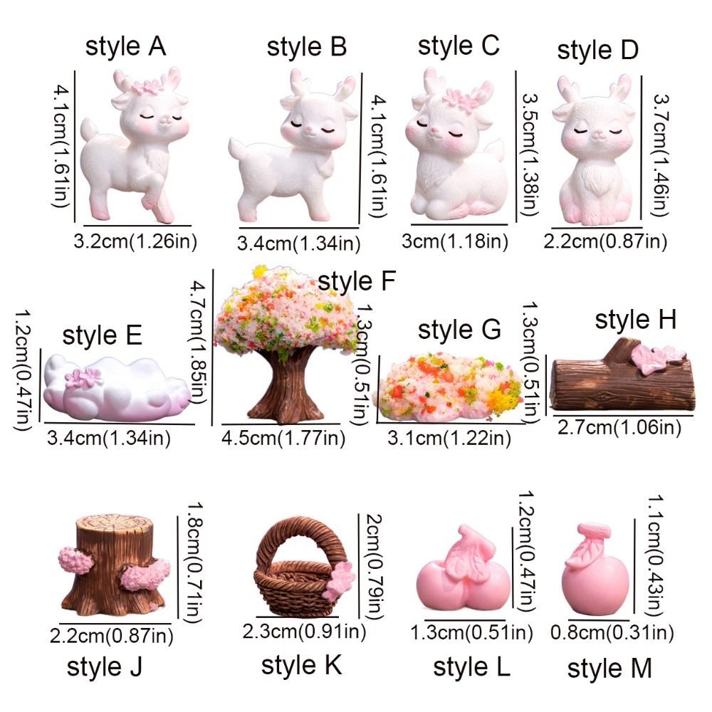 Creative Decorative Mini Pink Deer Statue Cute Pink Deer Miniatures Fruit Baskets Statue Resin Pink Deer Doll Fairy Garden