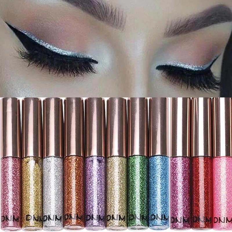 Wenefang Fashion Glitter Liquid Eyeliner Eyeshadow Shiny Waterproof Long Lasting Quick Dry Diamond Eye Liner Cosmetics Makeup Tools 14 Colors