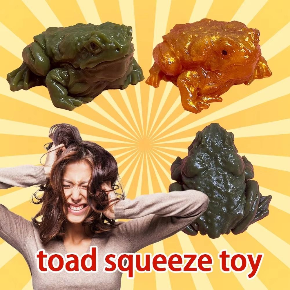 Funny Meme Soft TPR Material Toad Frog Squishy Toys Green Color Sticky Texture Frog Squeezing Toy Simulated Animal Fidget Toy Party Birthday Gifts