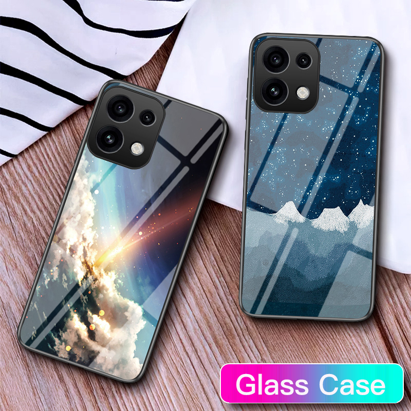 For OPPO Reno 16 / 16 Pro Phone Case Tempered Glass Protector Rainbow Gradient Fantasy Starry Glass Colorful Cover for OPPO Reno 16 Pro Cover Casing HP