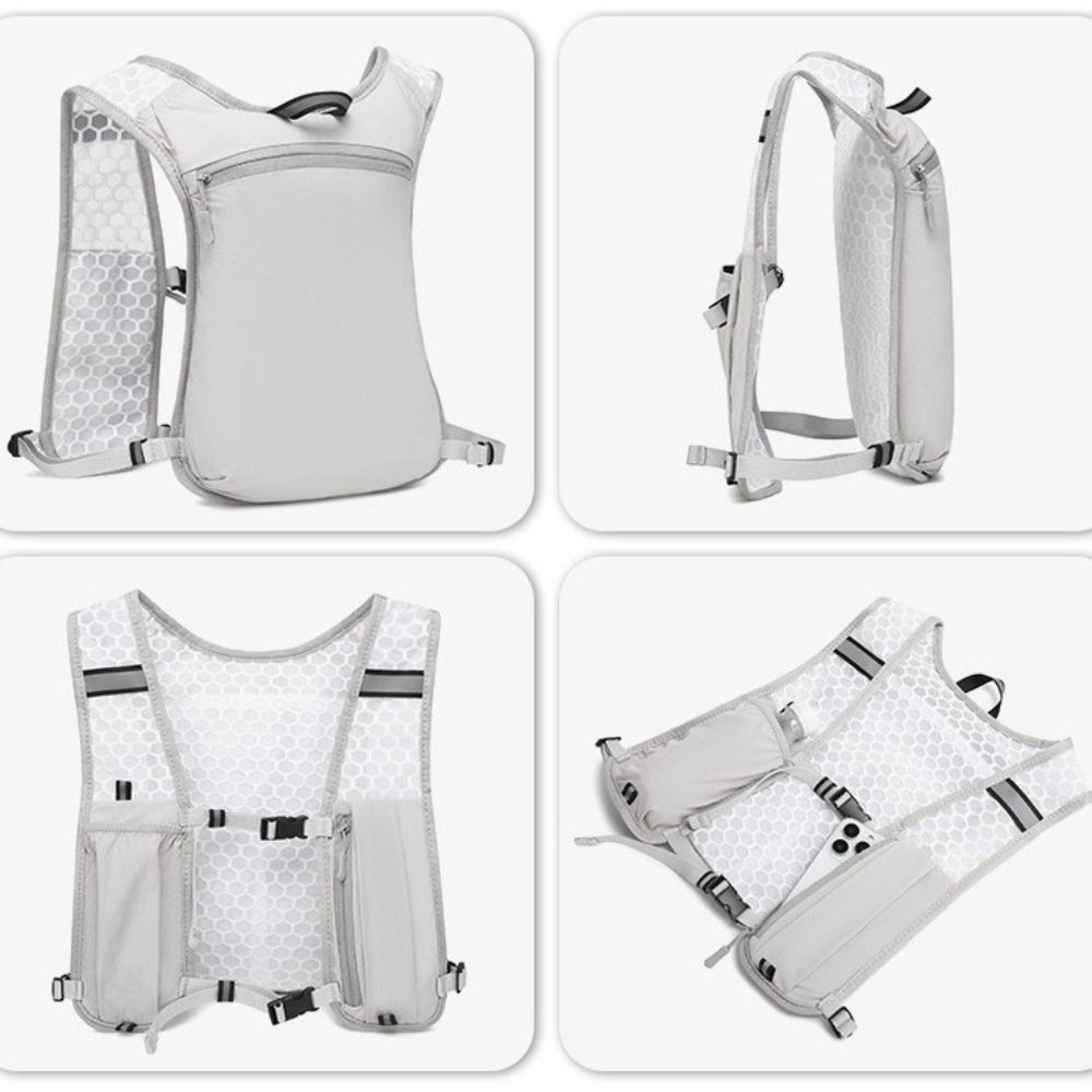 Water Bottle Storage Vest Waterproof Reflective Running Vest Pack Breathable Adjustable Running Hydration Vest Bag Convenient Multifunctional Sports Backpack Climbing