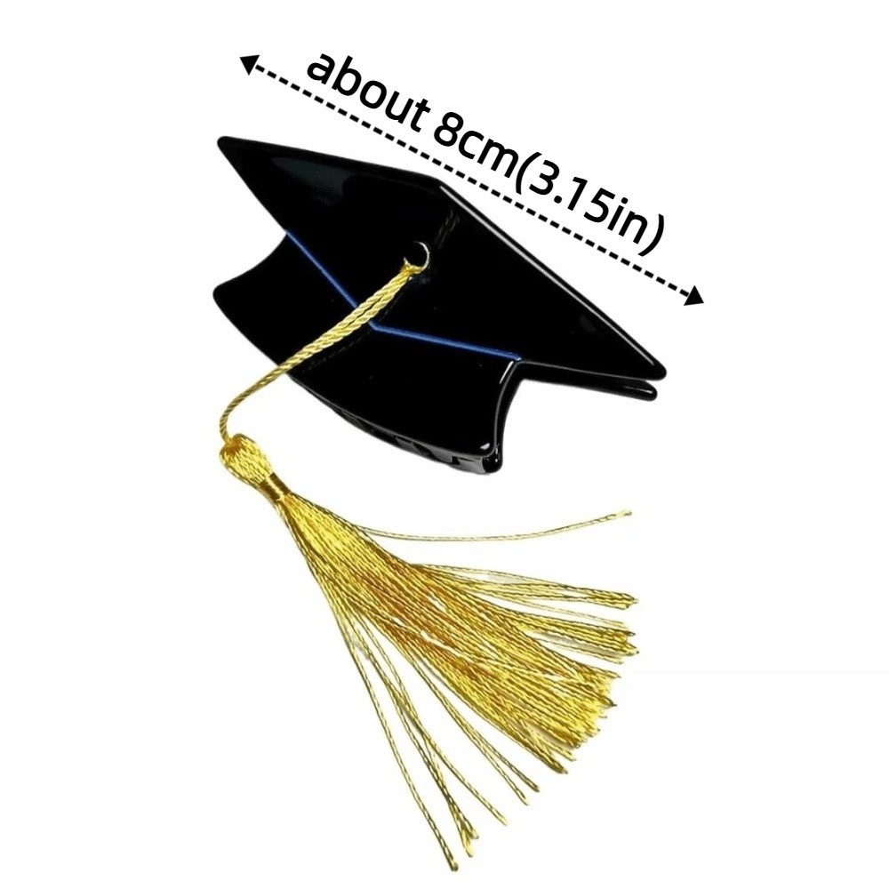 Photo Prop Creative Graduation Cap Hair Claw Yellow Tassels Cute Women's Graduation Hair Clip Portable Headwear Bachelor Hat Hairpin Girls