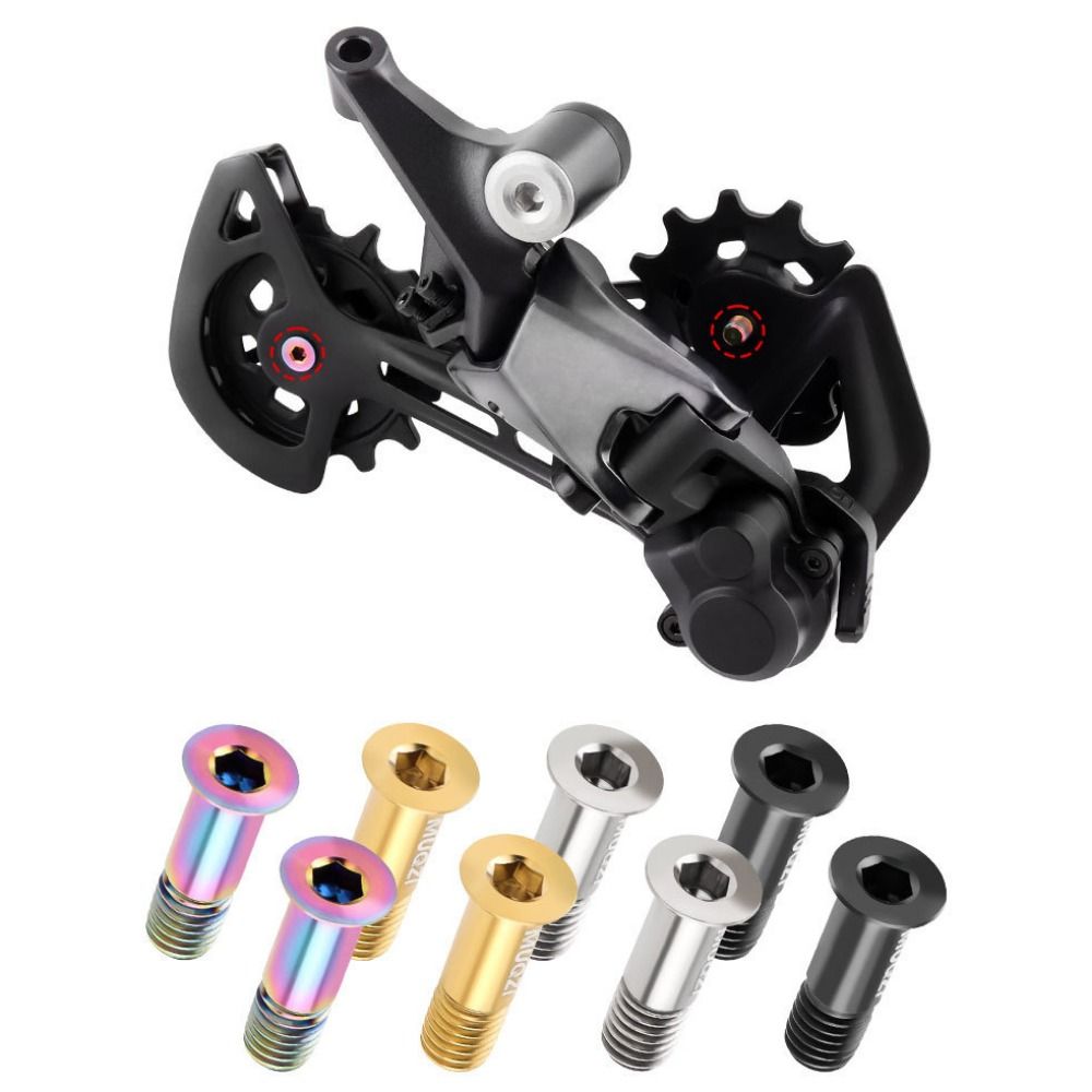 2PCS Durable Titanium Alloy Rear Derailleur Jockey Wheel Screws Fixed Bolts M5 Screws Rear Derailleur Pulley Fixing Bolts Tensioning Wheel Screw Converting Transmission Bicycle Rear Guide Wheel Screw Bicycle Parts