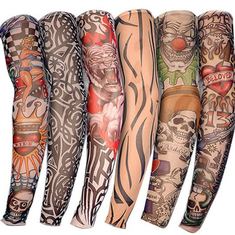Yuanyan Fashion New Men Flower Arm Tattoo Sleeves Seamless Outdoor Sunscreen Arm Sleeves Sun Uv Protection Arm Warmers for Women