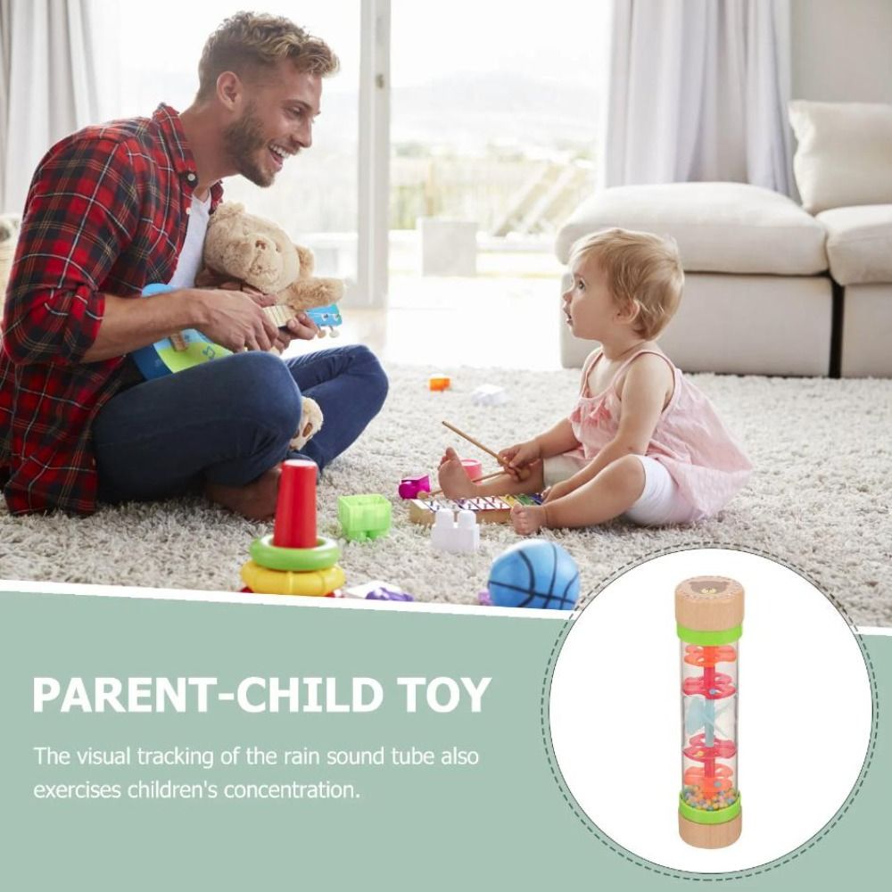 Raindrop Sound Wooden Rain Stick Musical Toy Rainbow Hourglass Rain Stick Rain Sounder Hearing Toy Rain Sound Rattles Simulation Rain Sound Toy Children
