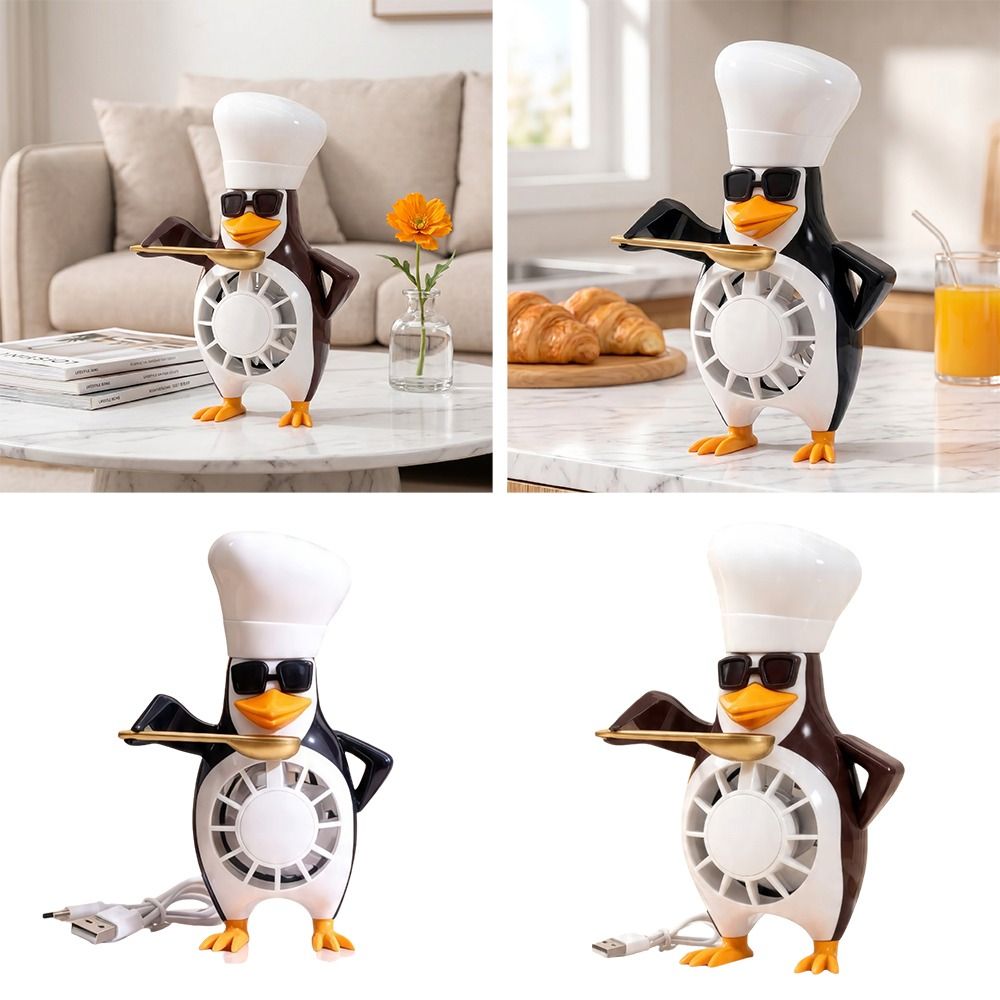 Funny Creative Design Dancing Penguin Fan Novelty Mini Size Desktop Fan Elegant Person Portable Portable Desk Fan for 5w/500mAh Party Favor