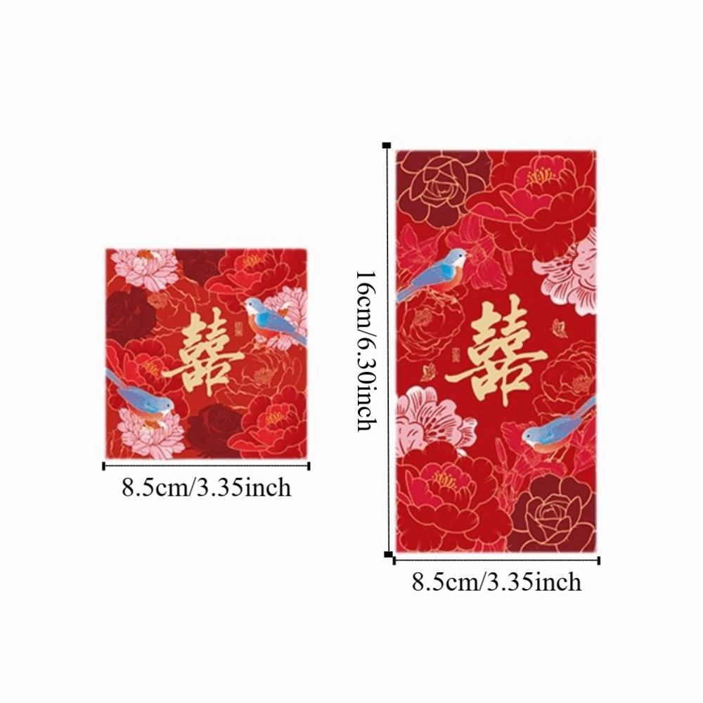 6PCS/SET Wedding Special Traditional Red Envelope Magpie Pattern Red Red Bag Thickened Color Printing Red Packet New Year Party