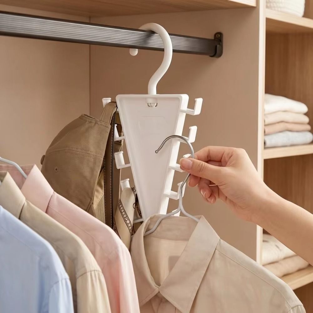 Portable Wall Mounted V Shaped Hanger Space Saving 12 Hooks Double Sided Hanger Rotatable Hat Rack