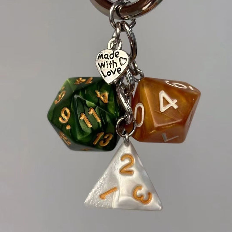 Vintage Irregular Dice Keychain Bag Charm Personalized Creative Mobile Phone Chain Novelty Backpack Decoration Accessories Gifts