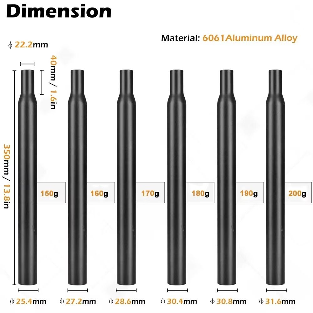 Seat Tube Aluminum Alloy Bicycle Seat Post 350mm Length Shrink Head Design Mountain Bike Seat Post 450mm Length Extended Seat Tube MTB Seat Tube Mountain Bike
