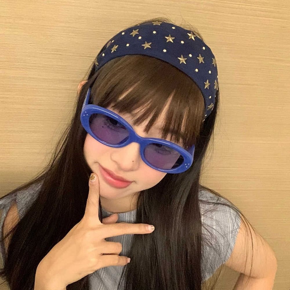 Sweet Colth Wide Star Rivet Headband Y2K Face Wash Wide Edge Hairband Spicy Girl Retro Hair Hoop Kids