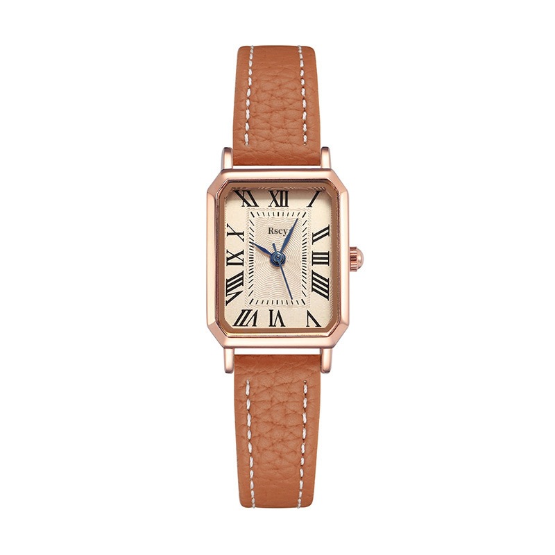 【versatile style】【Very good-looking】Rscy Fashion Women's Watch, European and American Style, Simple and Elegant, Belt Watch for Women, Small Dial, Square, Automatic Quartz Watch