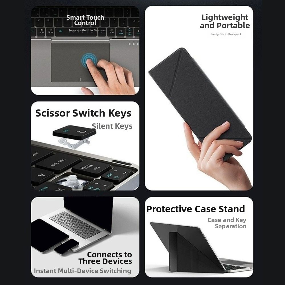 Ultra Thin Bluetooth 5.3 Wireless Bluetooth Keyboard Universal Portable Rechargeable Keyboard Multi-Function Compact Mini Foldable Keypad Travel