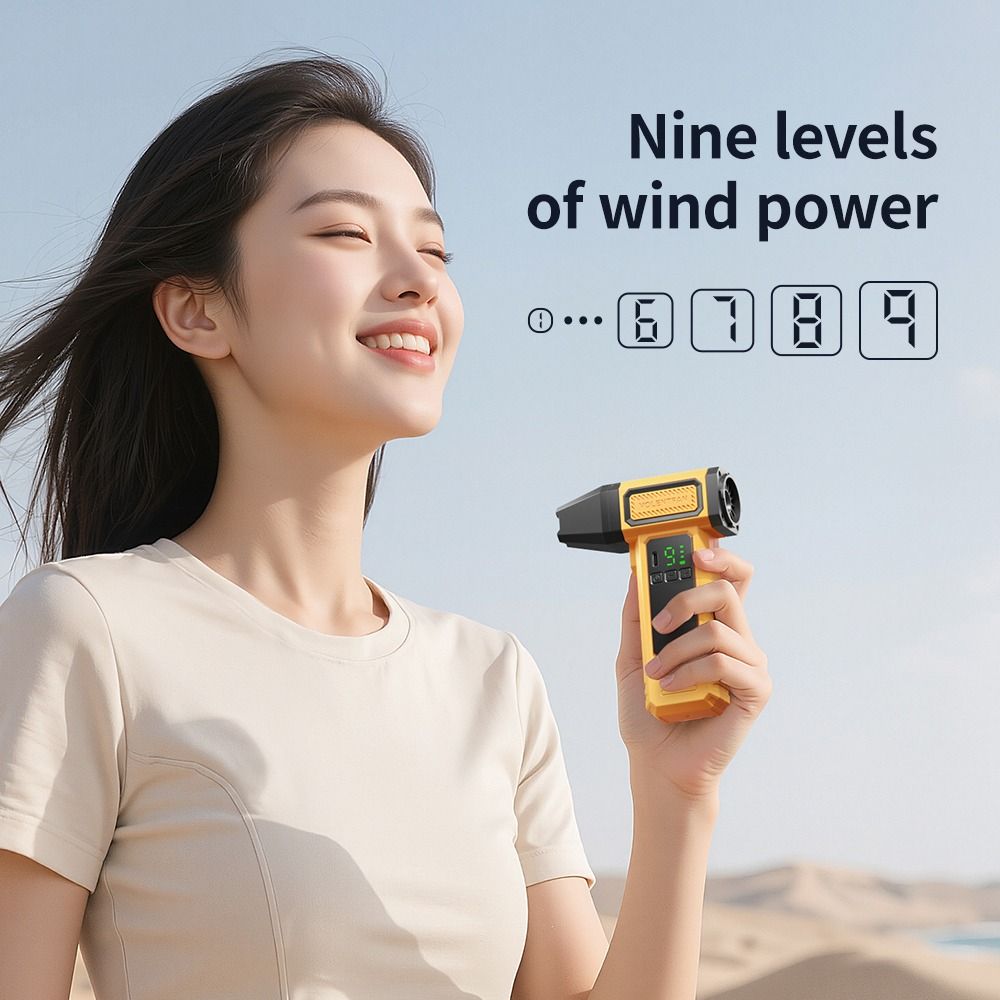 Multifunctional 400000RPM Handheld Turbo Violent Fan LED Lighting Digital Display Electric Air Blower High-Speed Rechargeable Powerful Dust Blower Keyboard