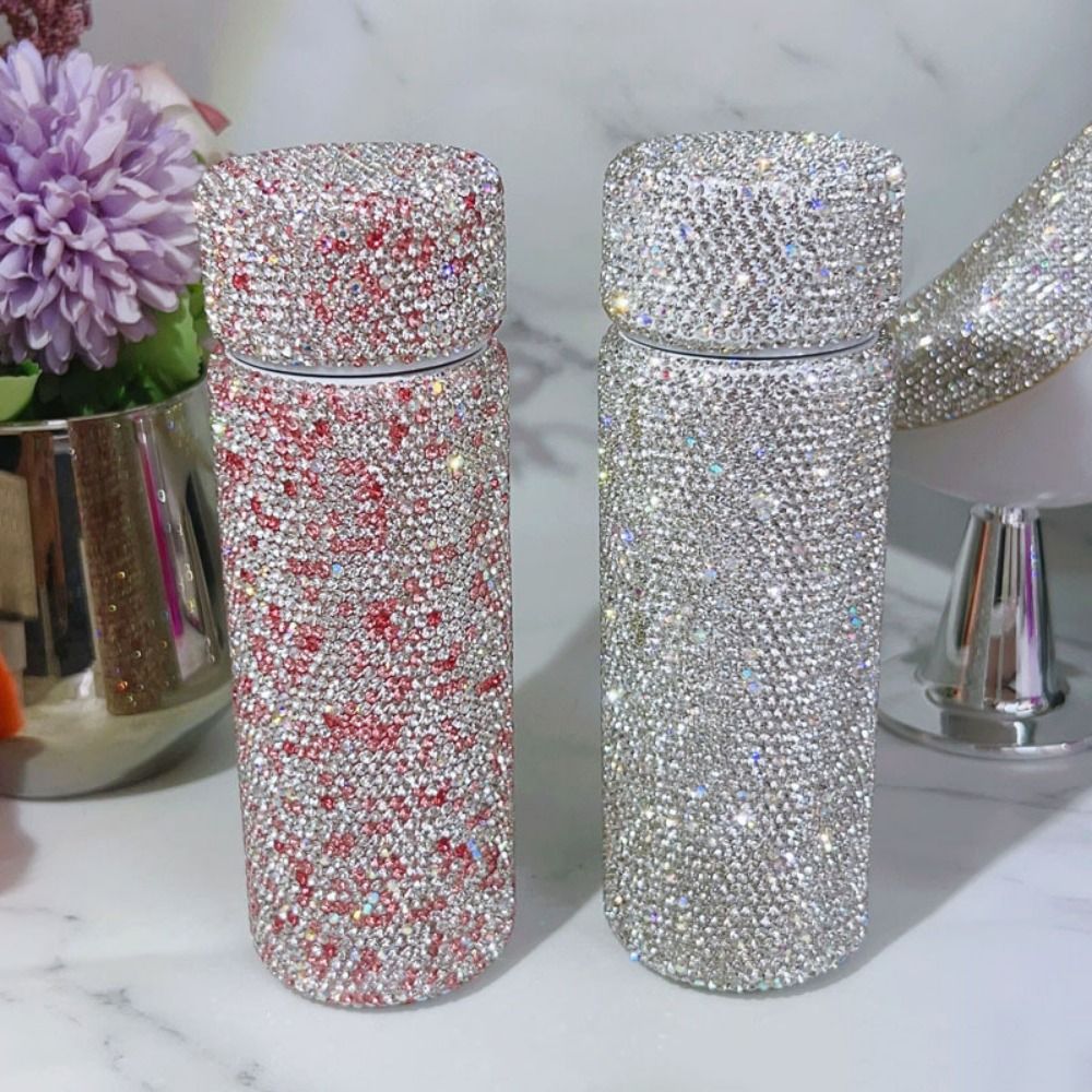 Easy To Carry Creative Water Bottle 150ml Shiny Mini Insulated Cup Portable Exquisite -encrusted Mug Girls