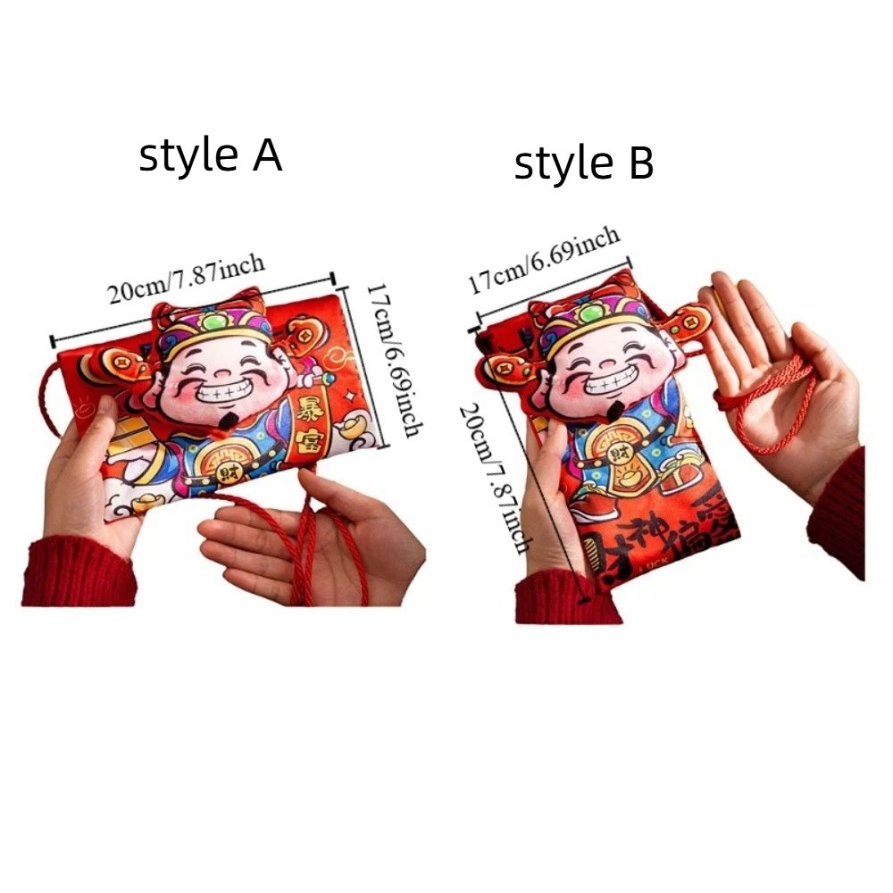 Festival Envelope Traditional New Year Red Envelope Cartoon Chinese Style Red Envelope Bag Fabric Material Large Size Hongbao Family Gathering