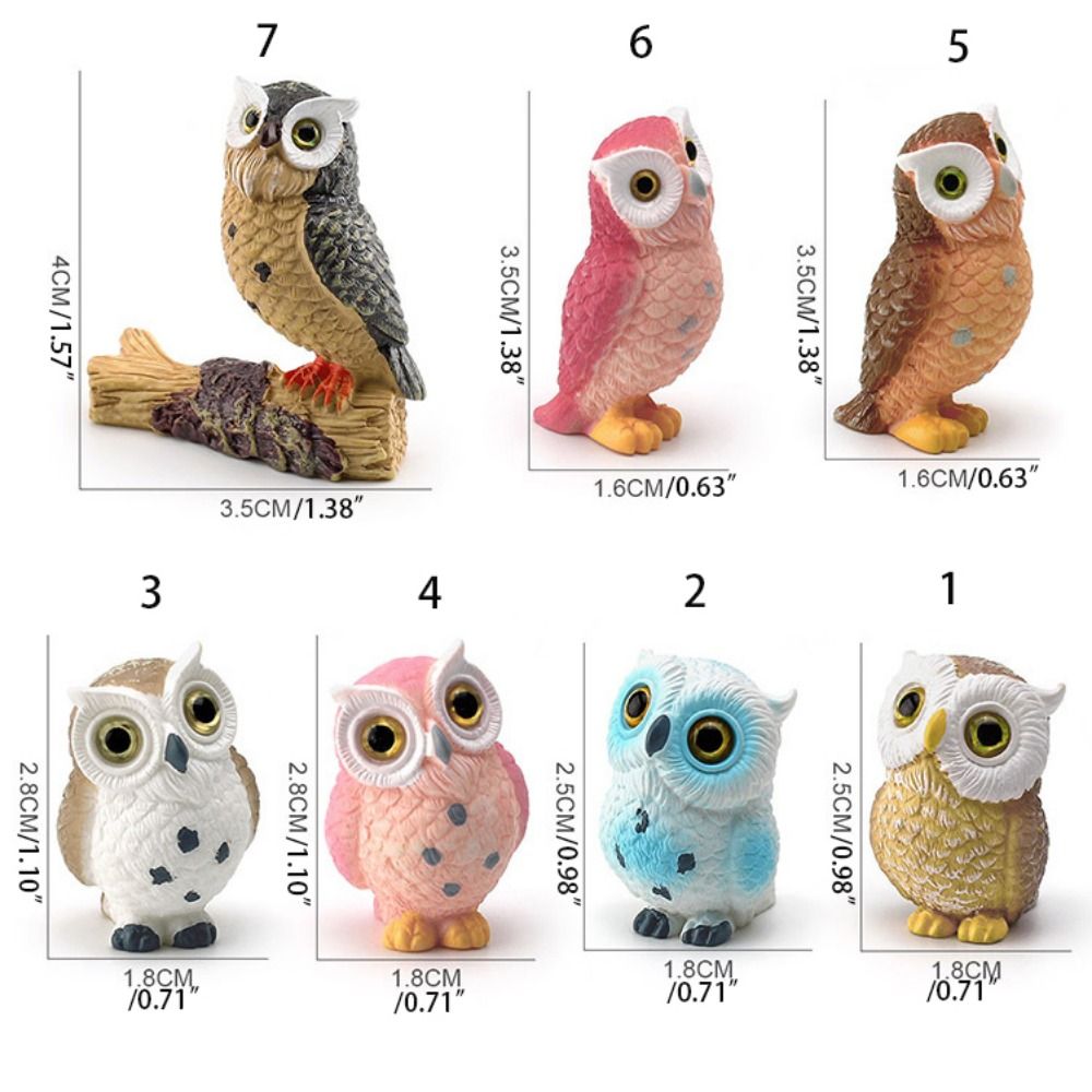 Funny Micro Landscape Simulation Owl Ornaments Resin Crafts Cute Owl Miniatures Cartoon Mini Owl Ornaments Outdoor