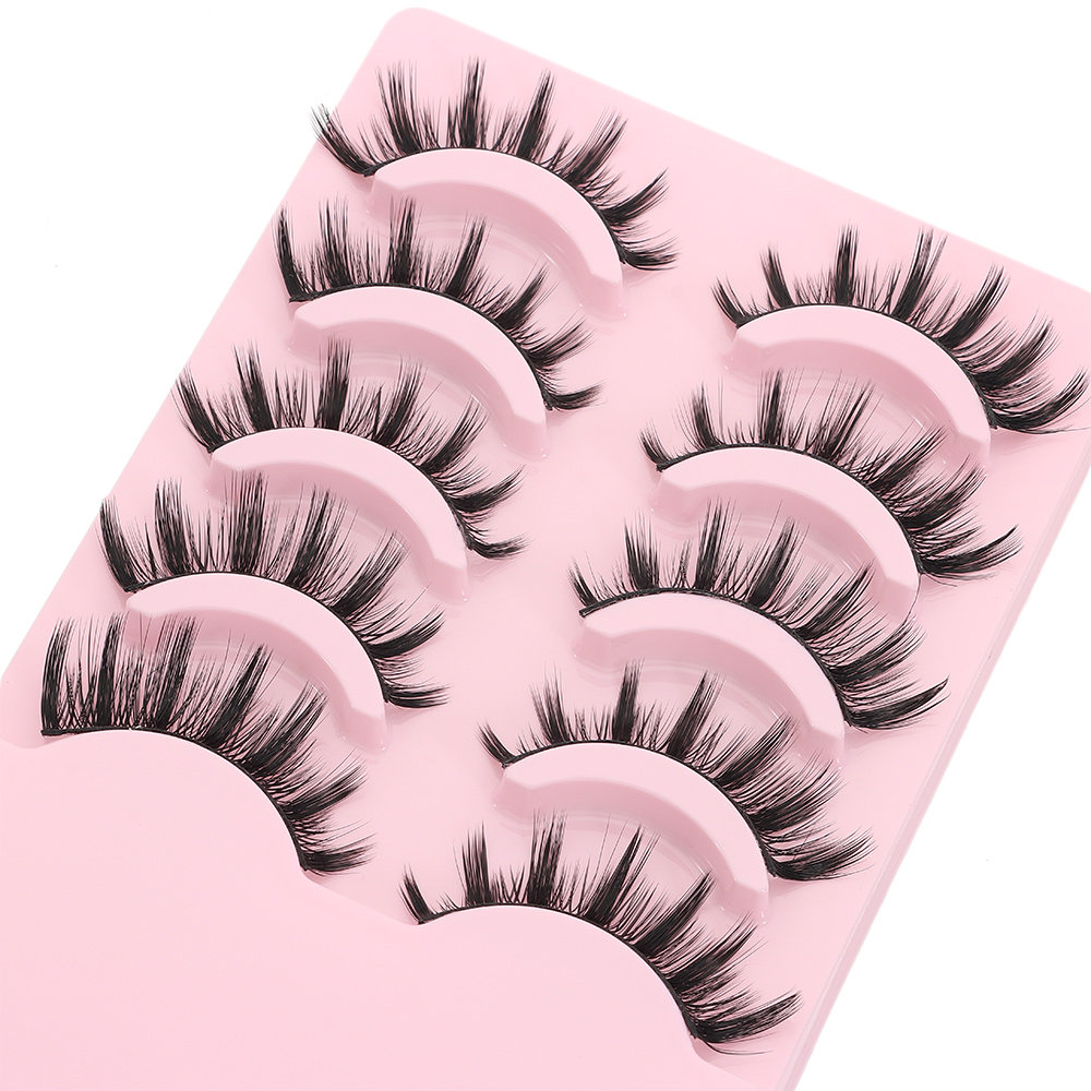 5 pairs New Wispy Manga Lashes Soft Doll Spike Anime Fake Eyelashes Flared Wet Eyelash Women