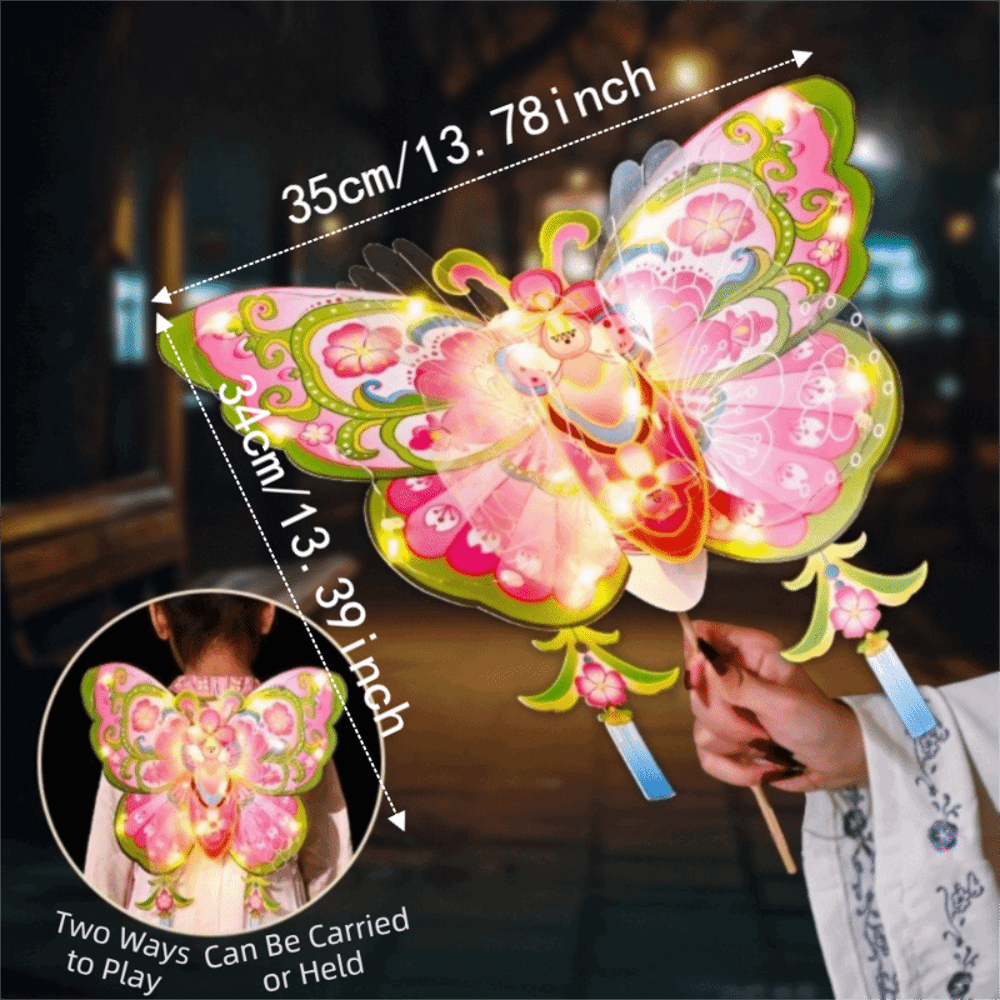 New Design Portable Butterfly Lantern Material Kit Led Semi-finished Product Handheld Glowing Lantern Luminous Ancient Style Traditional Flower Lantern Children Gift