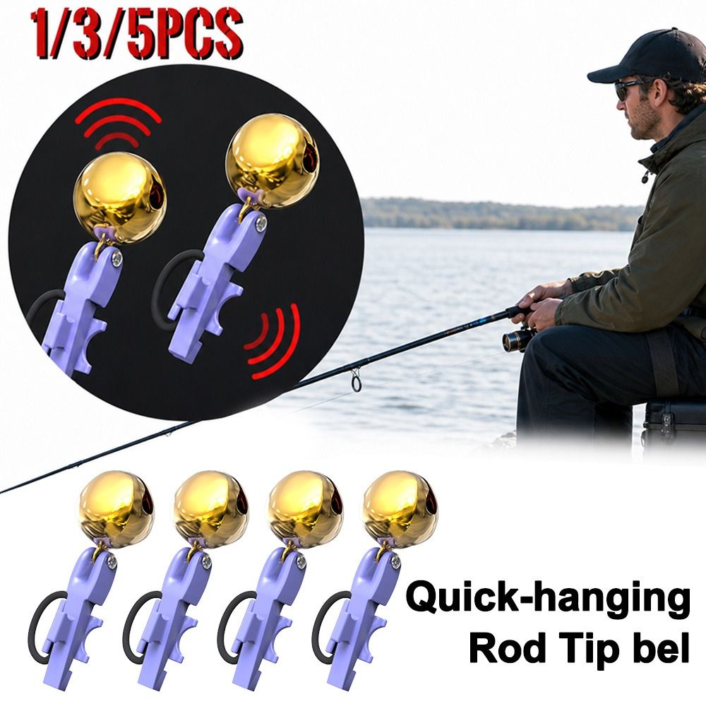 1/3/5PCS Durable High Sensitivity Fishing Bite Alarm Bell Alloy Material Lightweight Clip-On Fishing Bell Non-Jam Line Anti-Corrosion Rod Tip Fishing Alert Sea Fishing