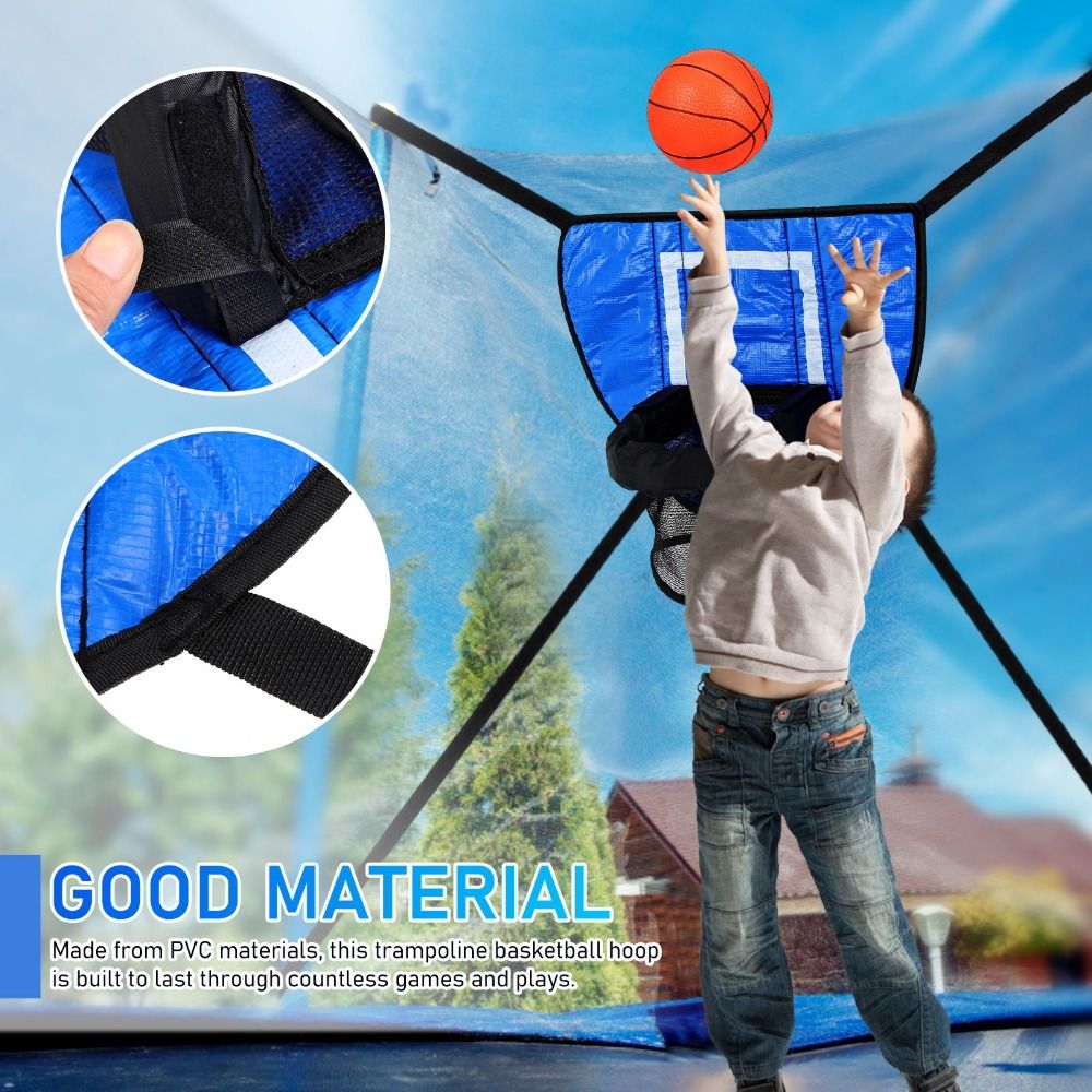 Trampoline Accessory Foldable Trampoline Basketball Hoop Kit Safety Fun Portable Basketball Hoop Toys Lightweight with Pump and Ball Mini Basketball Hoop for Kids Adults