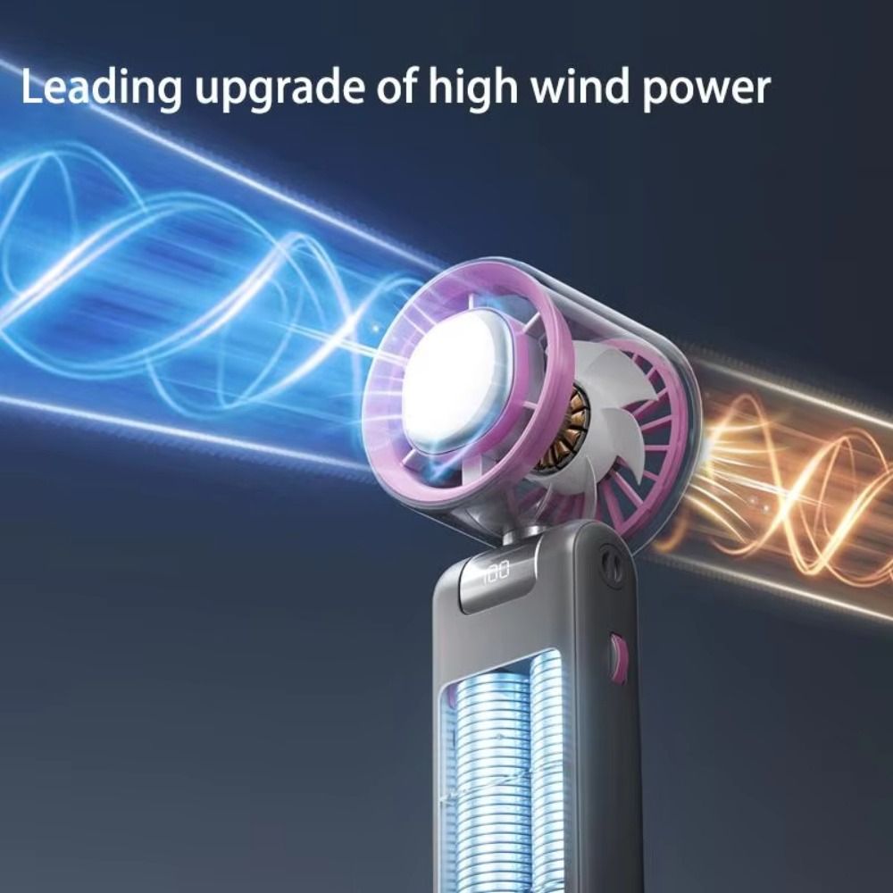 Travel Portable Small Charging Fan Rechargeable LED Digital Display Mini Hand Fan Stand Convenient Turbo Fan Lash Supplies