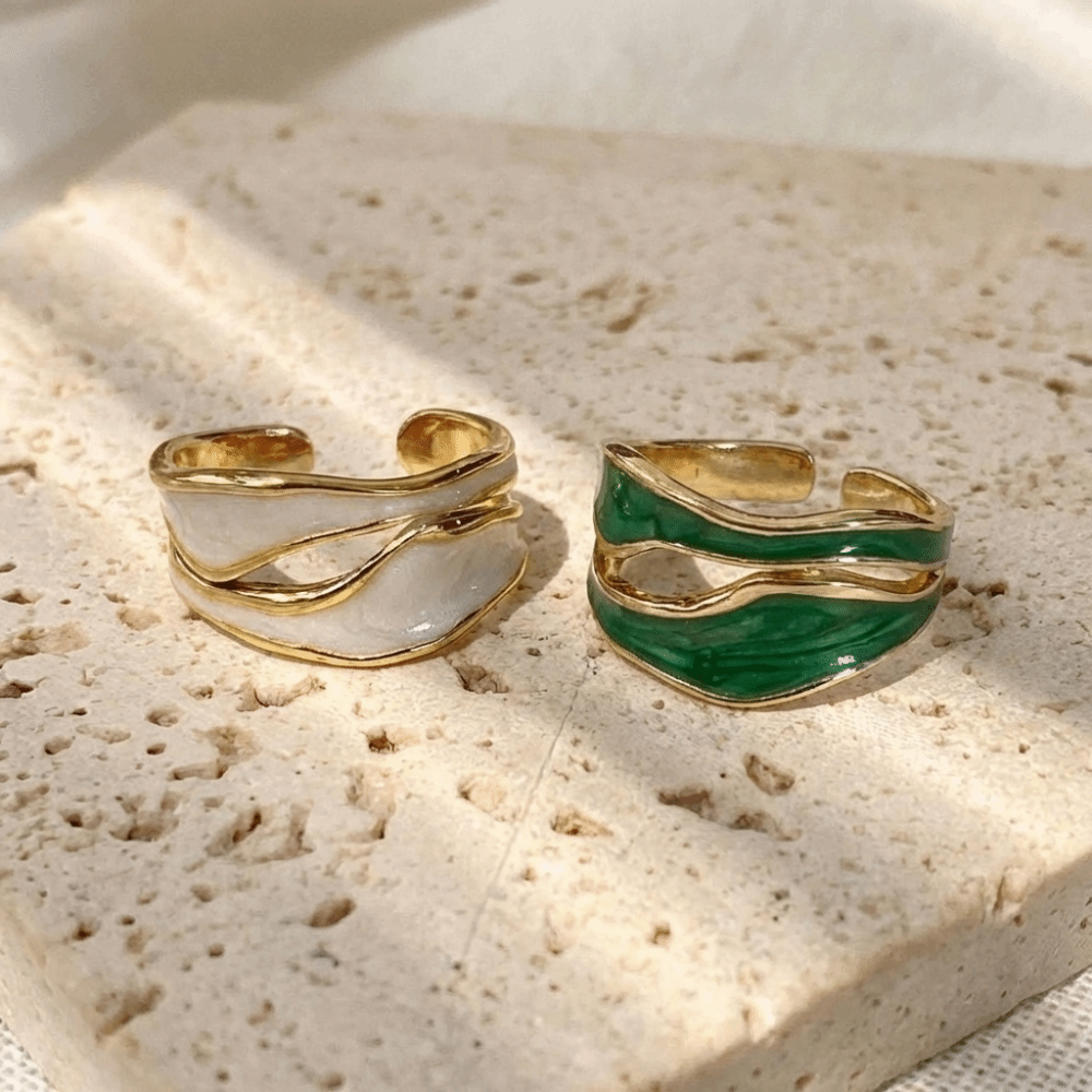 Vintage Vintage Style Adjustable Ring Irregular Shape White Color Geometric Ring Alloy Metal Ring Birthday Gifts