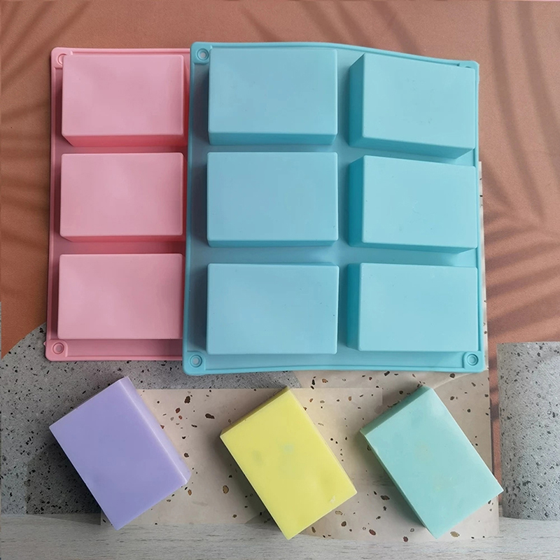 6 Cavity Soap Mold Square Silicone Mold for Making Soaps Rectangle DIY Handmade Soap Form Tray Cake Mould