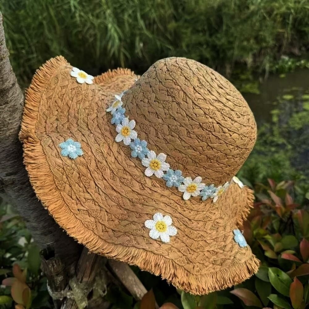 New Versatile Natural French Panama Straw Hat Large Size 54~58cm Summer Beach Tourism Hat Wide Brim UV Protection Sunshade Hat