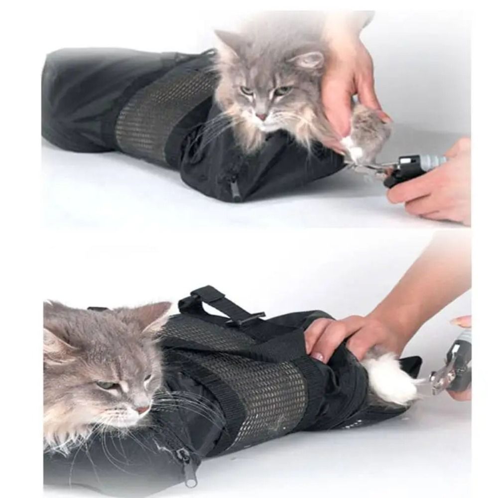 Vet Tool Oxford Cloth Mesh Cat Grooming Bathing Bag Anti Scratch Portable Pet Washing Bags Multifunctional Adjustable Cat Restraint Bag Pet Nail Trimming