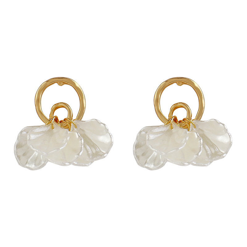 【Hongtai Store】AENSOA Korean White Flower Petal Drop Earrings For Wo Irregular Cute Sweet Earring Trendy Jewelry Earrings 2023