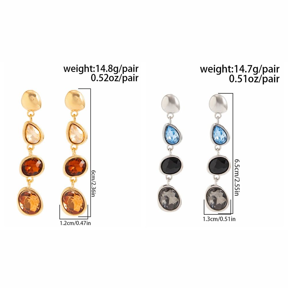 Trendy Creative Waterdrop Earrings Charm Inlaied Stud Earrings Retro Jewelry Accessories Tassel Long Dangle Earring Party