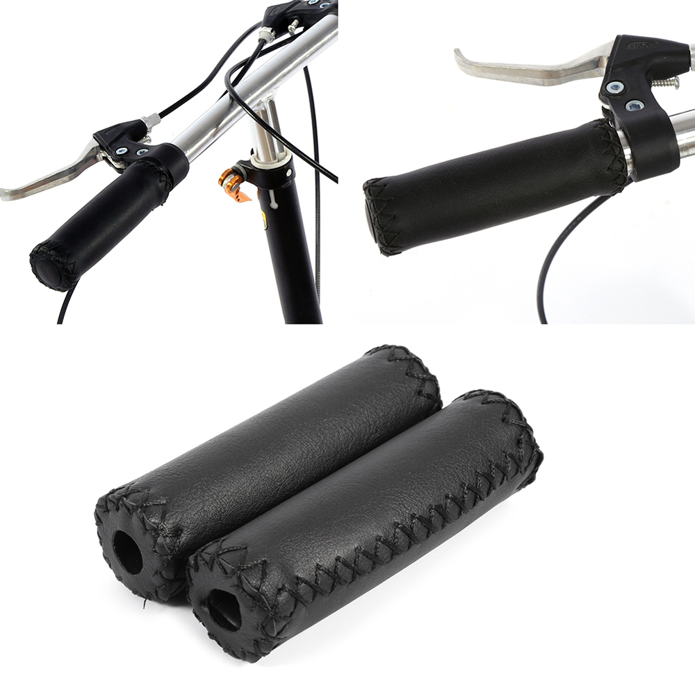 1Pair 3 Colors Vintage Retro Riding MTB Road Mountain Bike Bicycle Handlebar Grip Artificial Leather Cycling Grip Ends