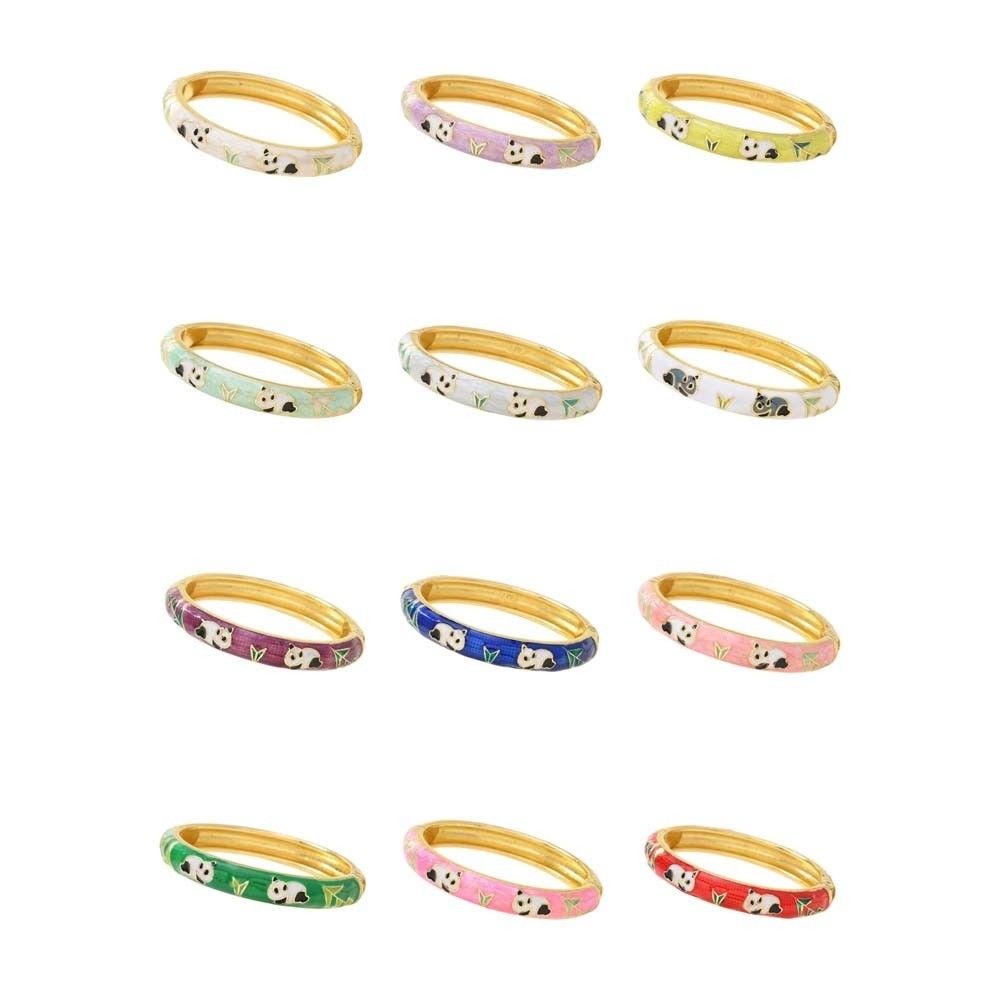 Handicraft Cartoon Panda Vintage Cloisonne Bangle Traditional Panda Bamboo Bangle Chinese Ethnic Children's Hand Bracelet Kids