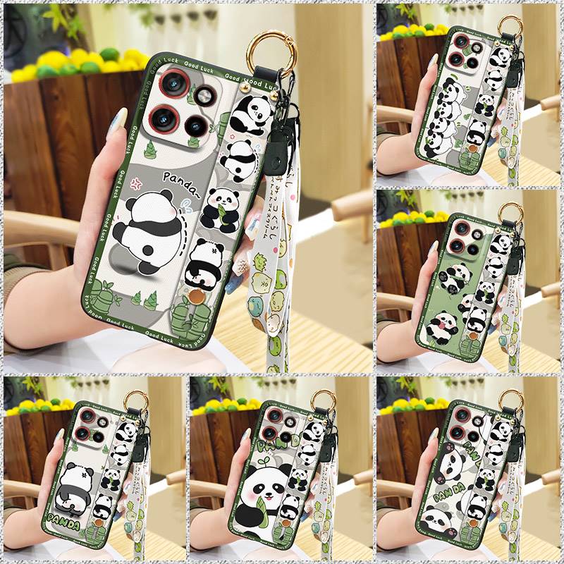 Wristband Cute Phone Case For MOTO G86 5G Fashion Design Lanyard Kickstand Protective Dirt-resistant Durable Silicone
